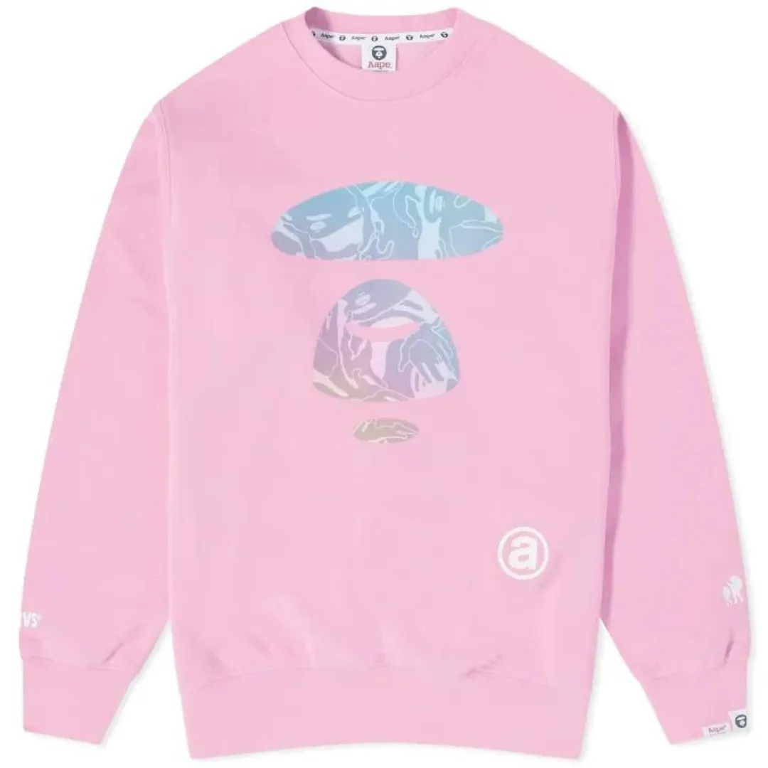 A BATHING APE  |Crew Neck Unisex Street Style Long Sleeves Cotton Oversized