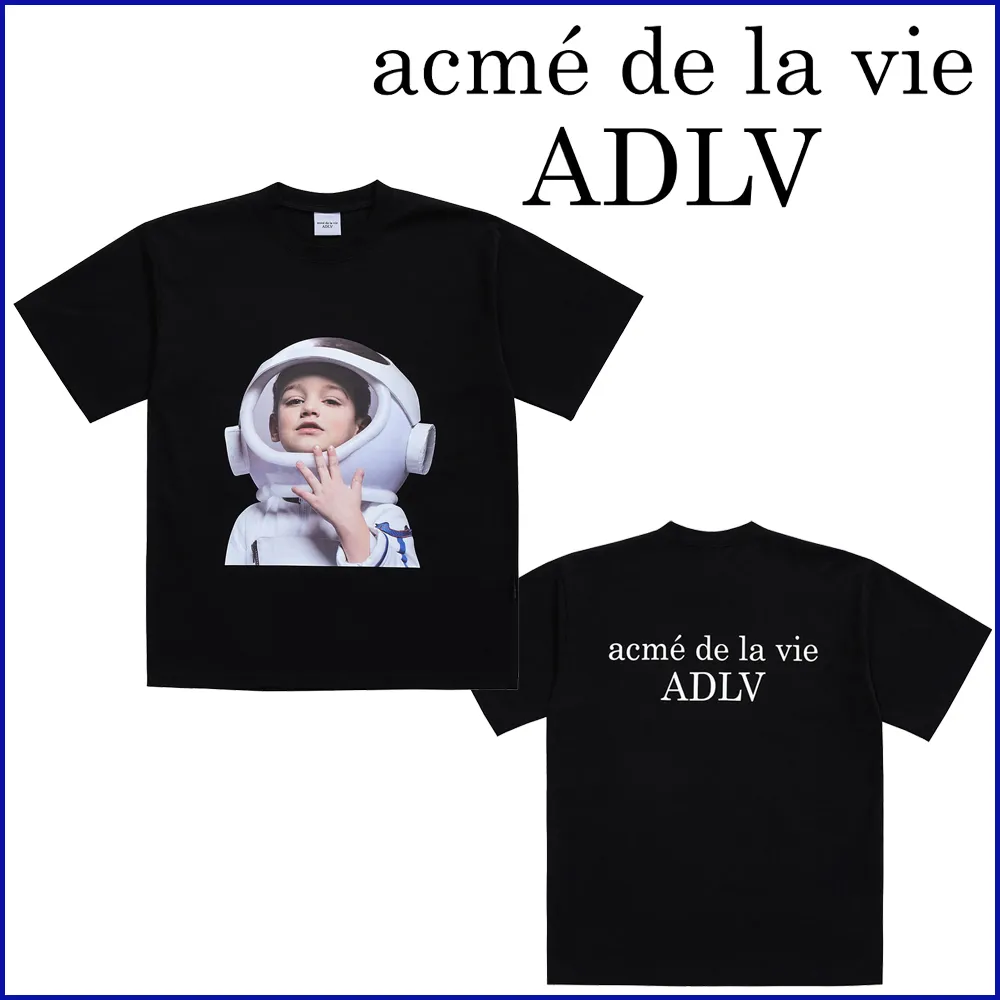 acme de la vie  |Crew Neck Unisex Street Style U-Neck Plain Cotton