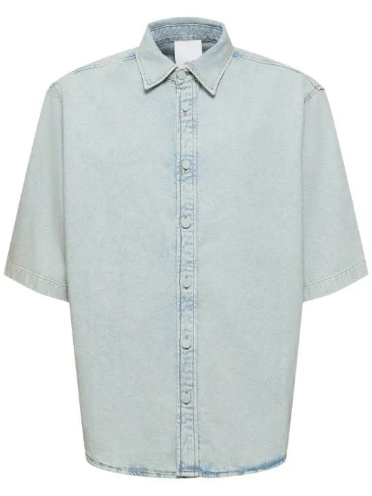 Acne Studios  |Denim Plain Cotton Short Sleeves Oversized Designers Shirts