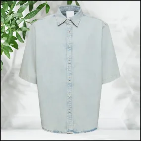 Acne Studios  |Denim Plain Cotton Short Sleeves Oversized Designers Shirts