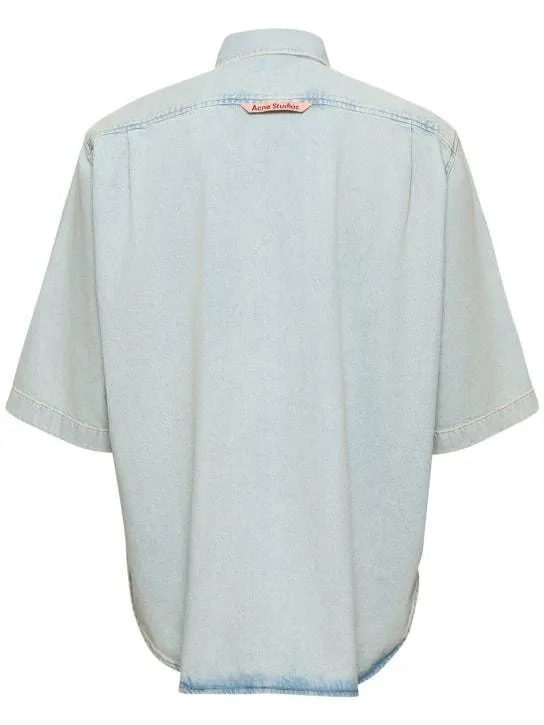 Acne Studios  |Denim Plain Cotton Short Sleeves Oversized Designers Shirts