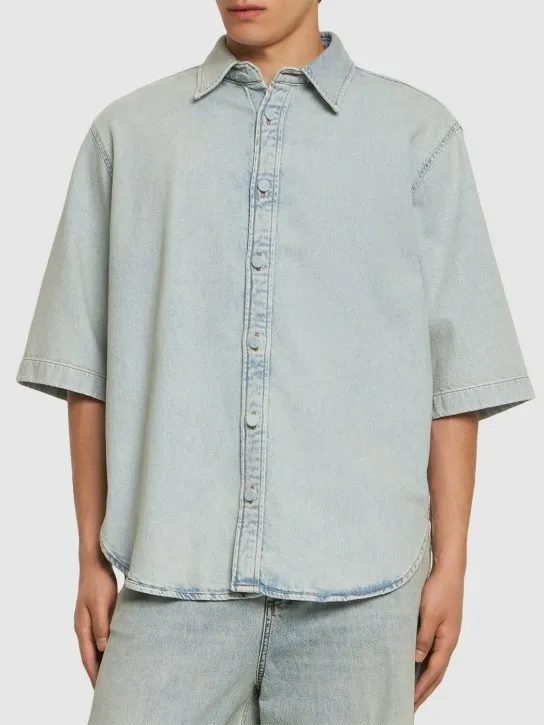 Acne Studios  |Denim Plain Cotton Short Sleeves Oversized Designers Shirts