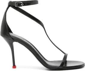 Alexander McQueen Harness 90mm leather sandals Black