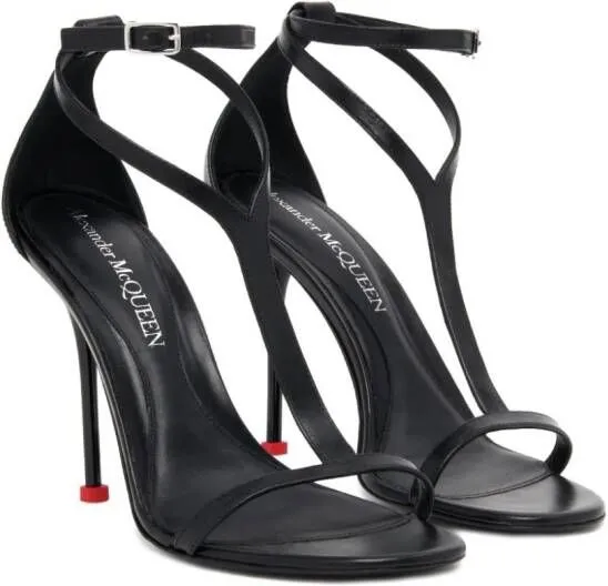 Alexander McQueen Harness 90mm leather sandals Black