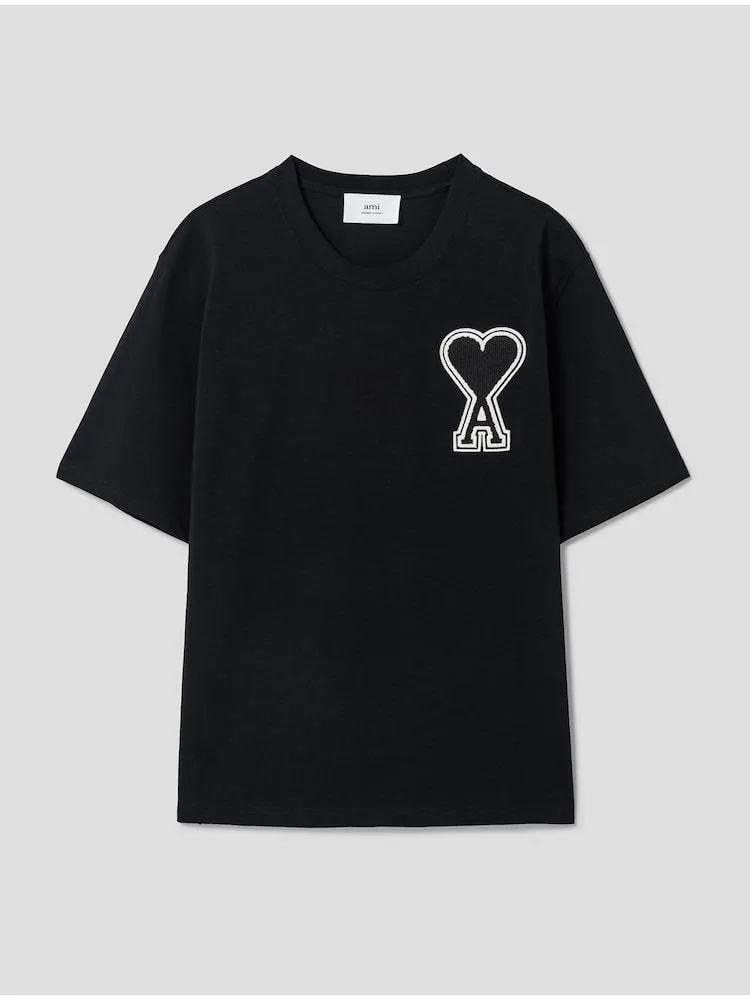 AMI PARIS  |U-Neck Plain Cotton Short Sleeves Oversized Logo Designers