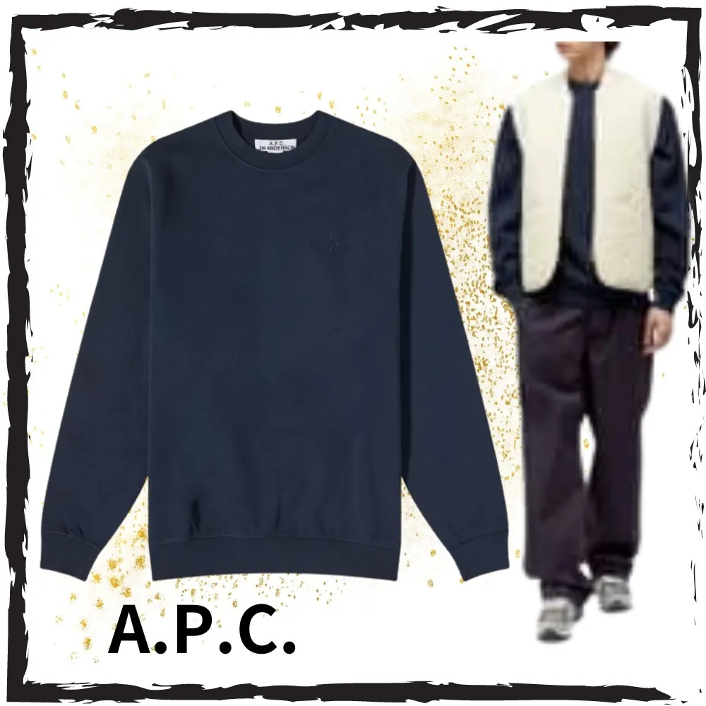 A.P.C.  |Crew Neck Unisex Street Style Collaboration Long Sleeves