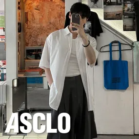 ASCLO  |Casual Style Unisex Street Style Plain Cotton Short Sleeves