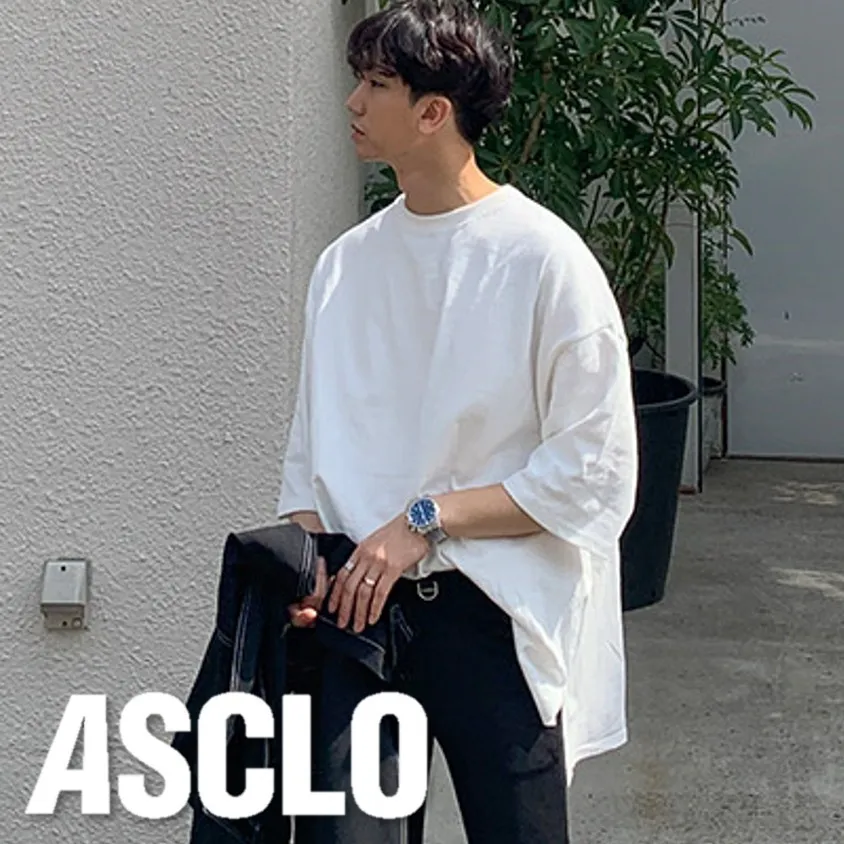 ASCLO  |Crew Neck Unisex Street Style Cotton Short Sleeves Oversized