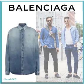 BALENCIAGA  |Unisex Denim Street Style Long Sleeves Plain Cotton