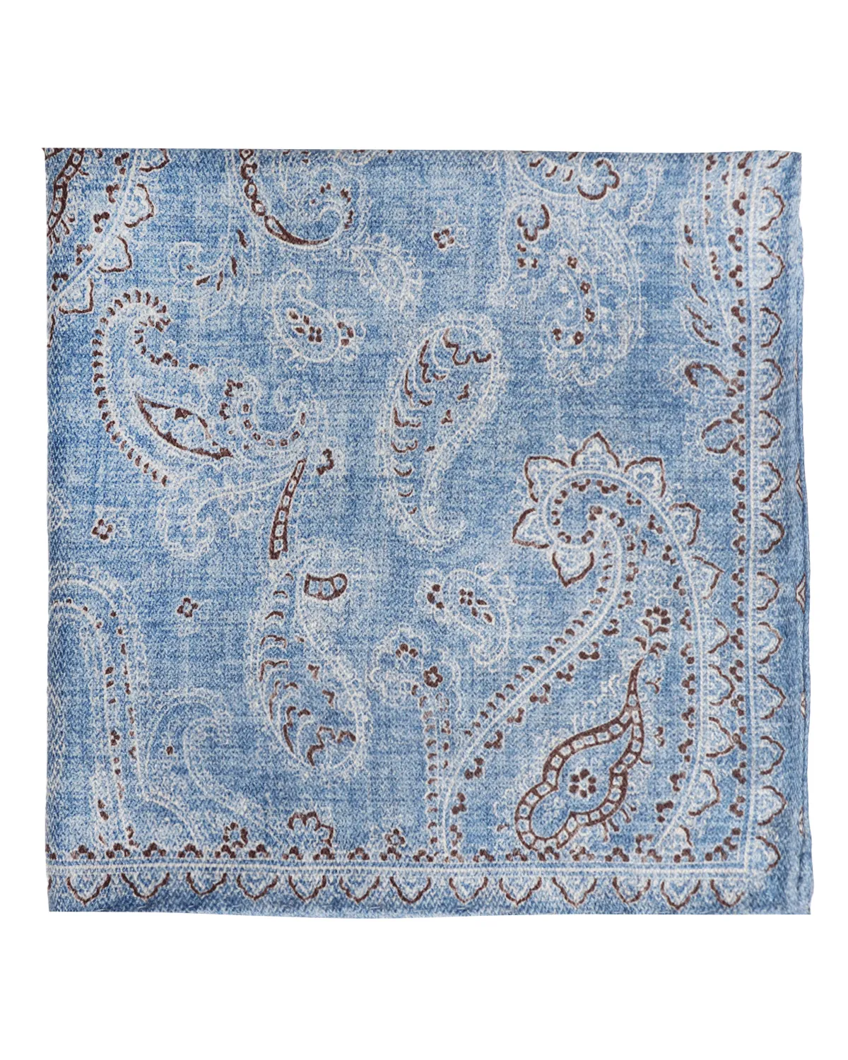 Blue and Brown Reversible Paisley Silk Pocket Square