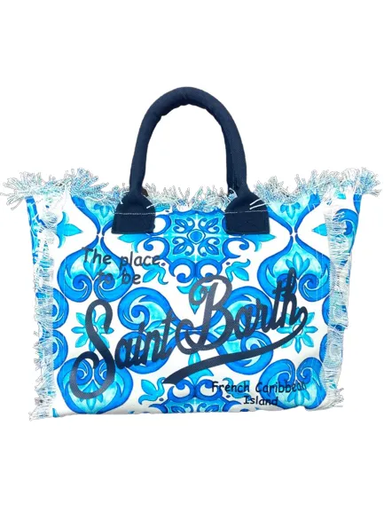 BORSA IN CANVAS FANTASIA MAIOLICA BLU