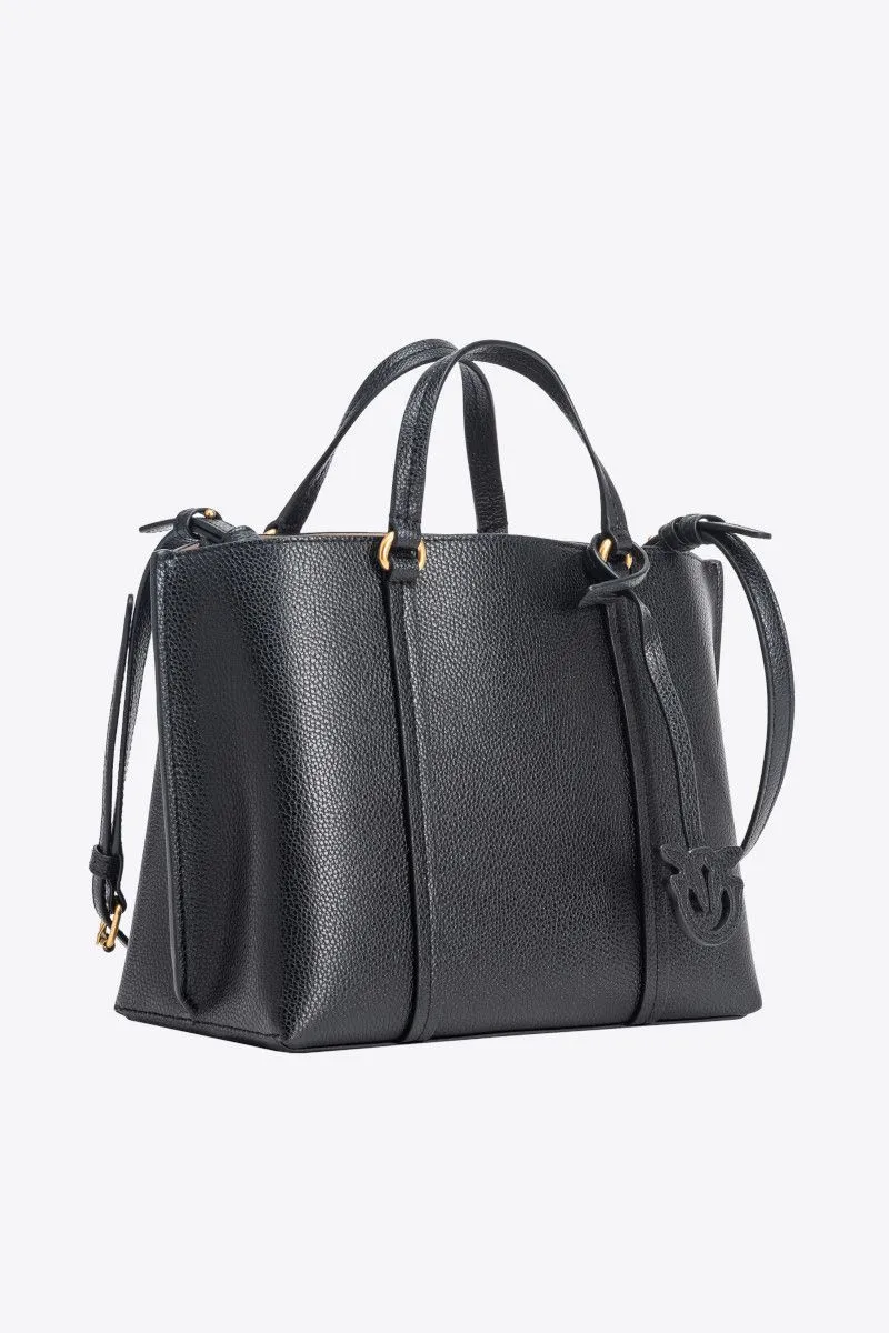 Borsa shopper classica in pelle bottalata donna Nero