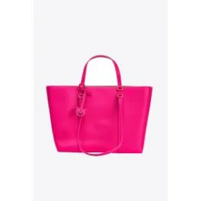 Borsa shopper grande in pelle bottalata donna Fucsia