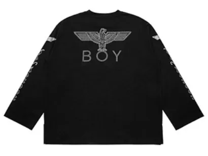 BOY LONDON  |Unisex Studded Street Style U-Neck Long Sleeves Plain Cotton