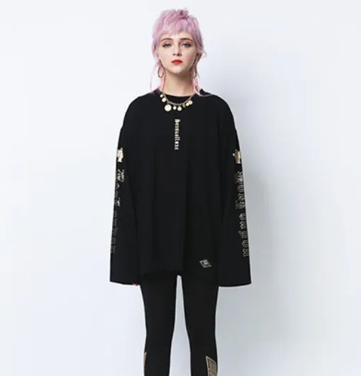 BOY LONDON  |Unisex Studded Street Style U-Neck Long Sleeves Plain Cotton