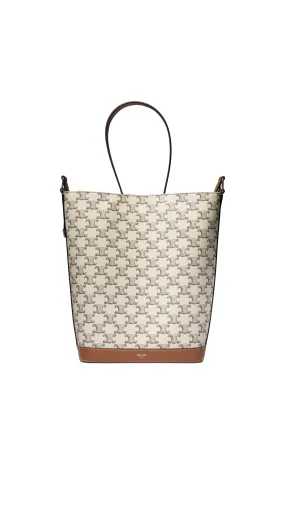 Bucket in Triomphe Calfskin and Canvas - White