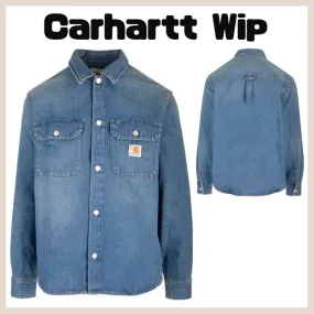 Carhartt  |Denim Street Style Long Sleeves Plain Cotton Oversized Logo