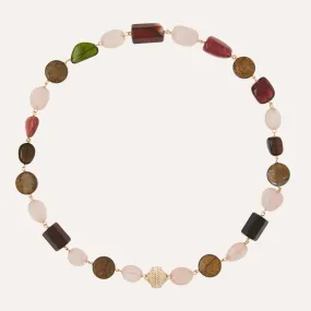 Caspian Rose Quartz, Bronzite, & Carnelian Necklace