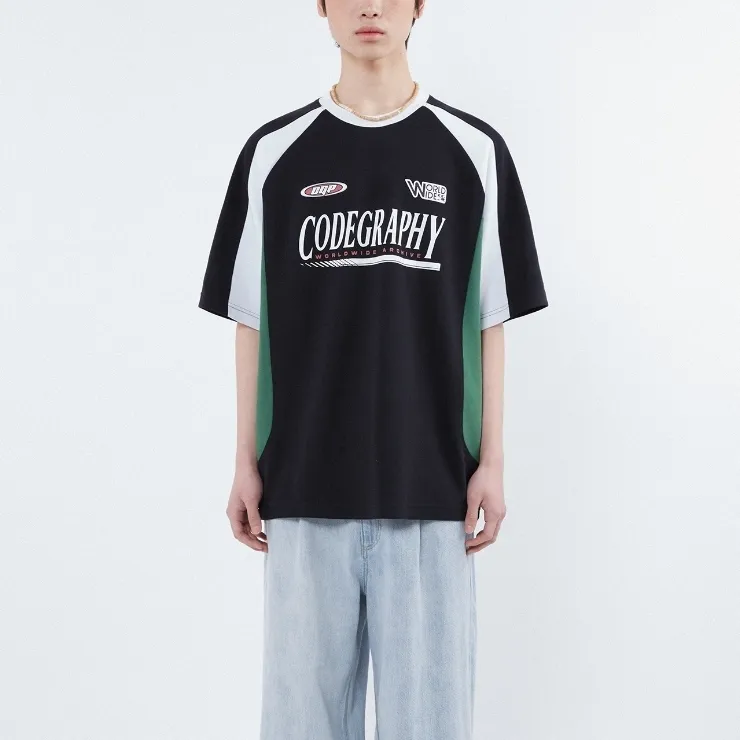 Code graphy  |Unisex Street Style Plain Cotton Oversized Logo T-Shirts