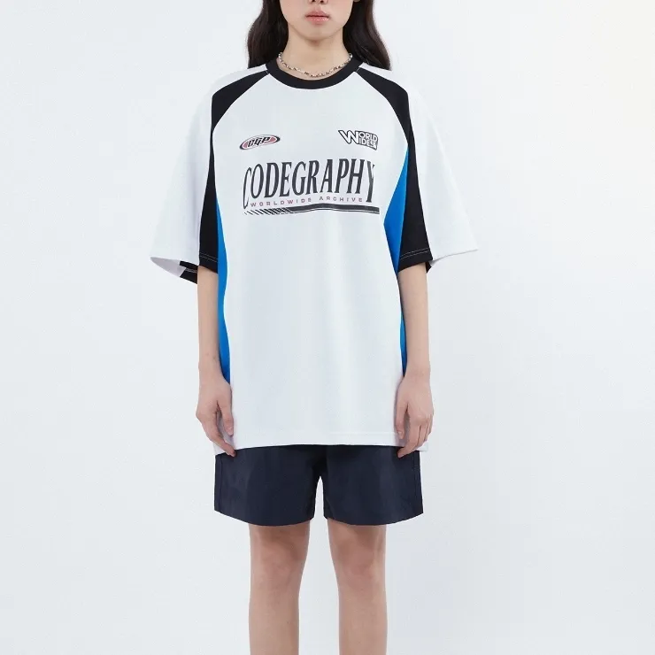 Code graphy  |Unisex Street Style Plain Cotton Oversized Logo T-Shirts