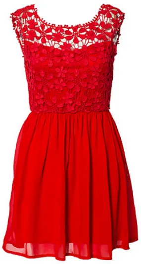 Crochet Babydoll Dress Red