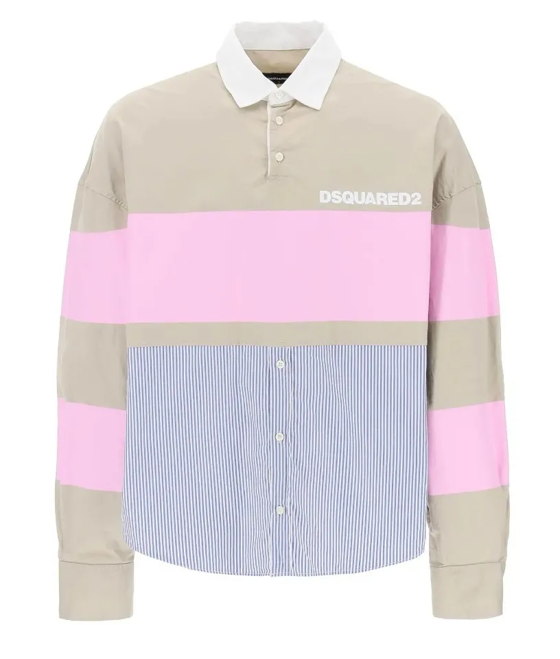 D SQUARED2  |Stripes Street Style Long Sleeves Cotton Oversized Logo