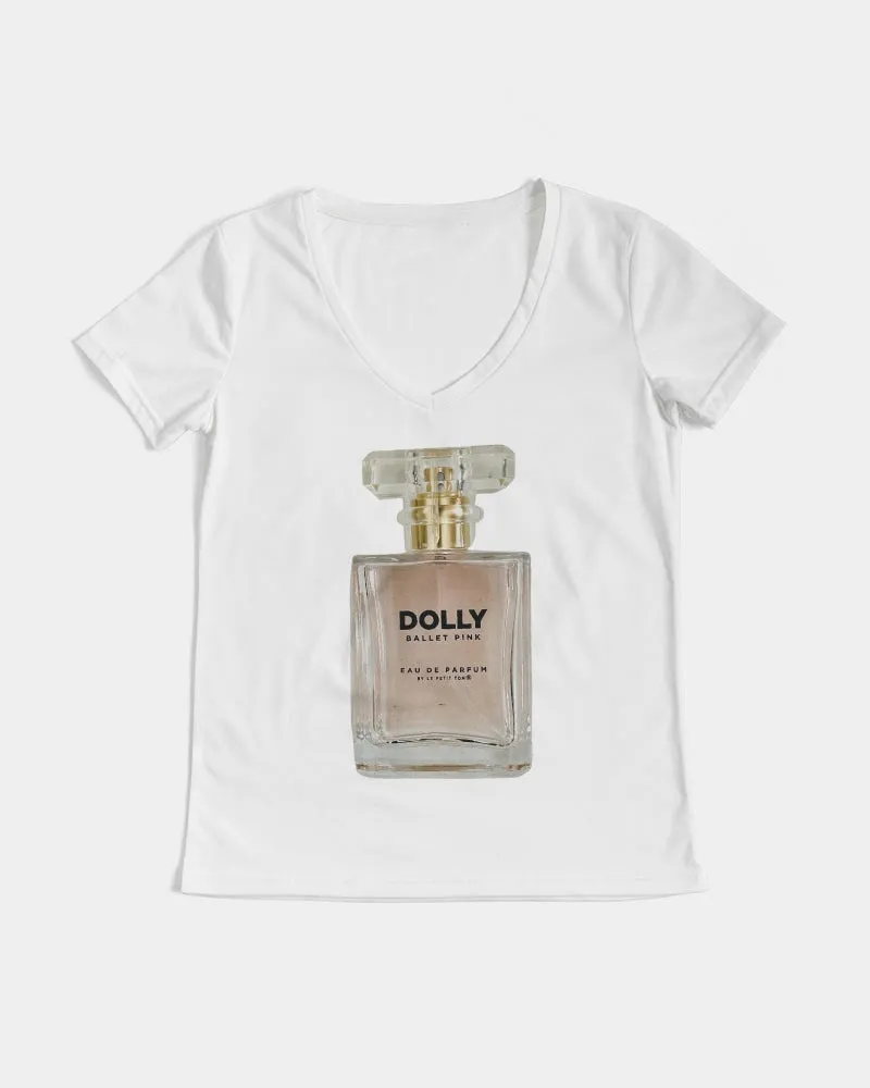 DOLLY BALLET PINK PERFUME BOTTLE Women's V-Neck Tee