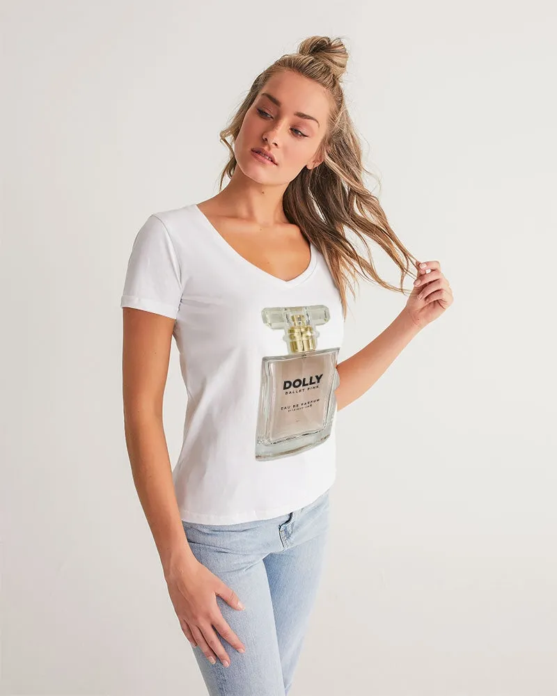 DOLLY BALLET PINK PERFUME BOTTLE Women's V-Neck Tee