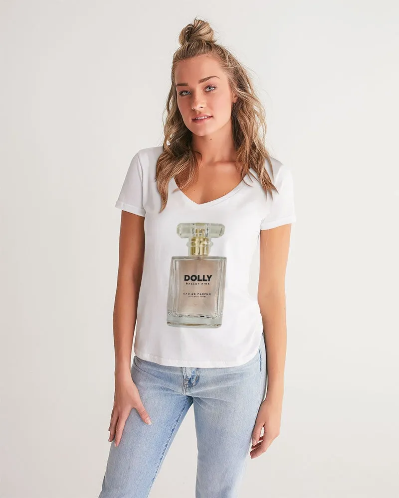 DOLLY BALLET PINK PERFUME BOTTLE Women's V-Neck Tee