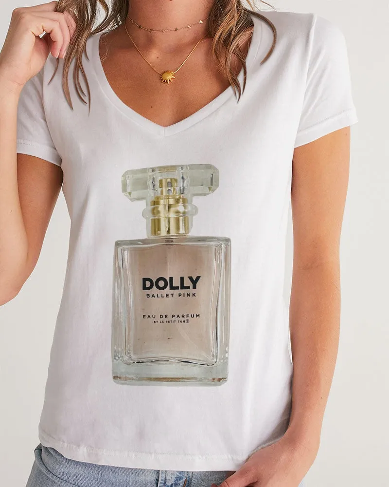 DOLLY BALLET PINK PERFUME BOTTLE Women's V-Neck Tee