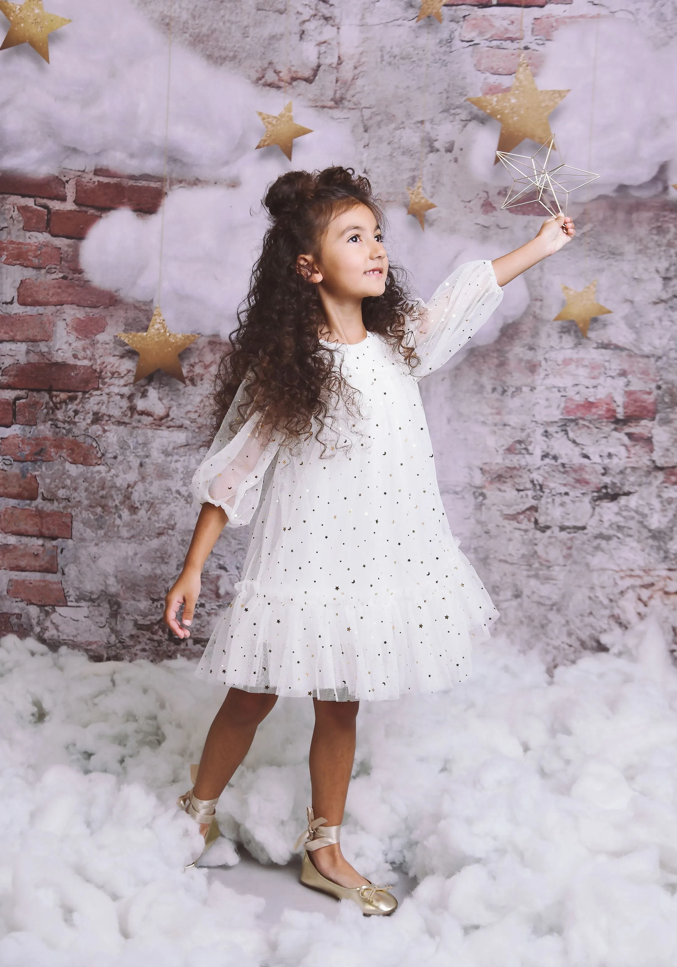 DOLLY STARS & MOON   TULLE EMPRESS DRESS white