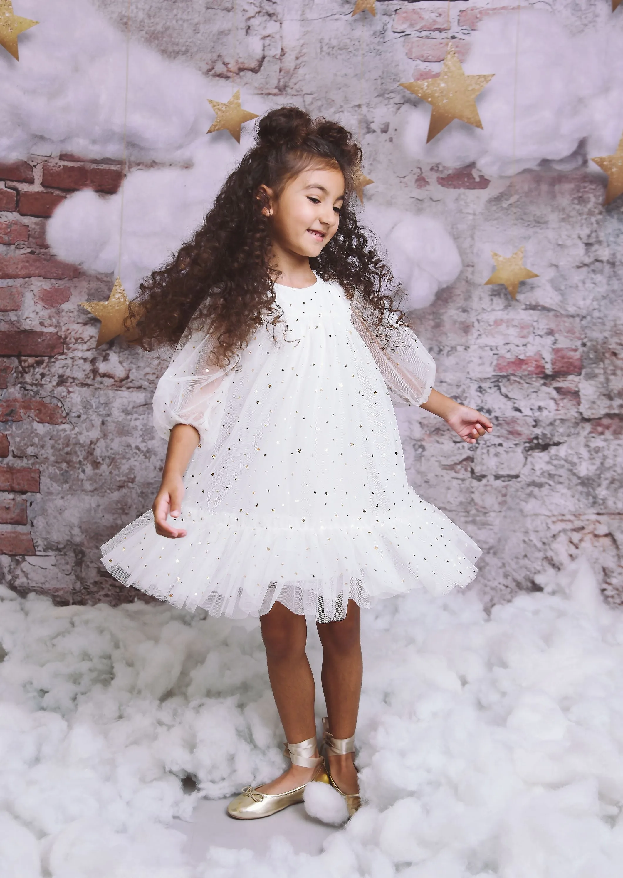 DOLLY STARS & MOON   TULLE EMPRESS DRESS white