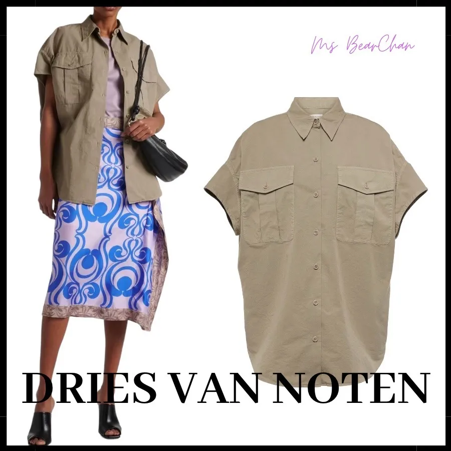 Dries Van Noten  |Casual Style Plain Cotton Short Sleeves Oversized