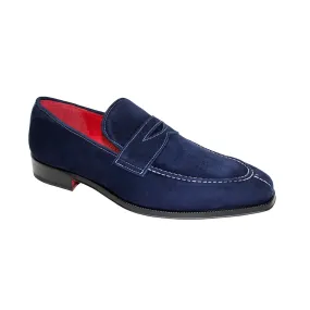 Emilio Franco Oliviero Men's Shoes Navy Suede Leather Loafers (EF1094)