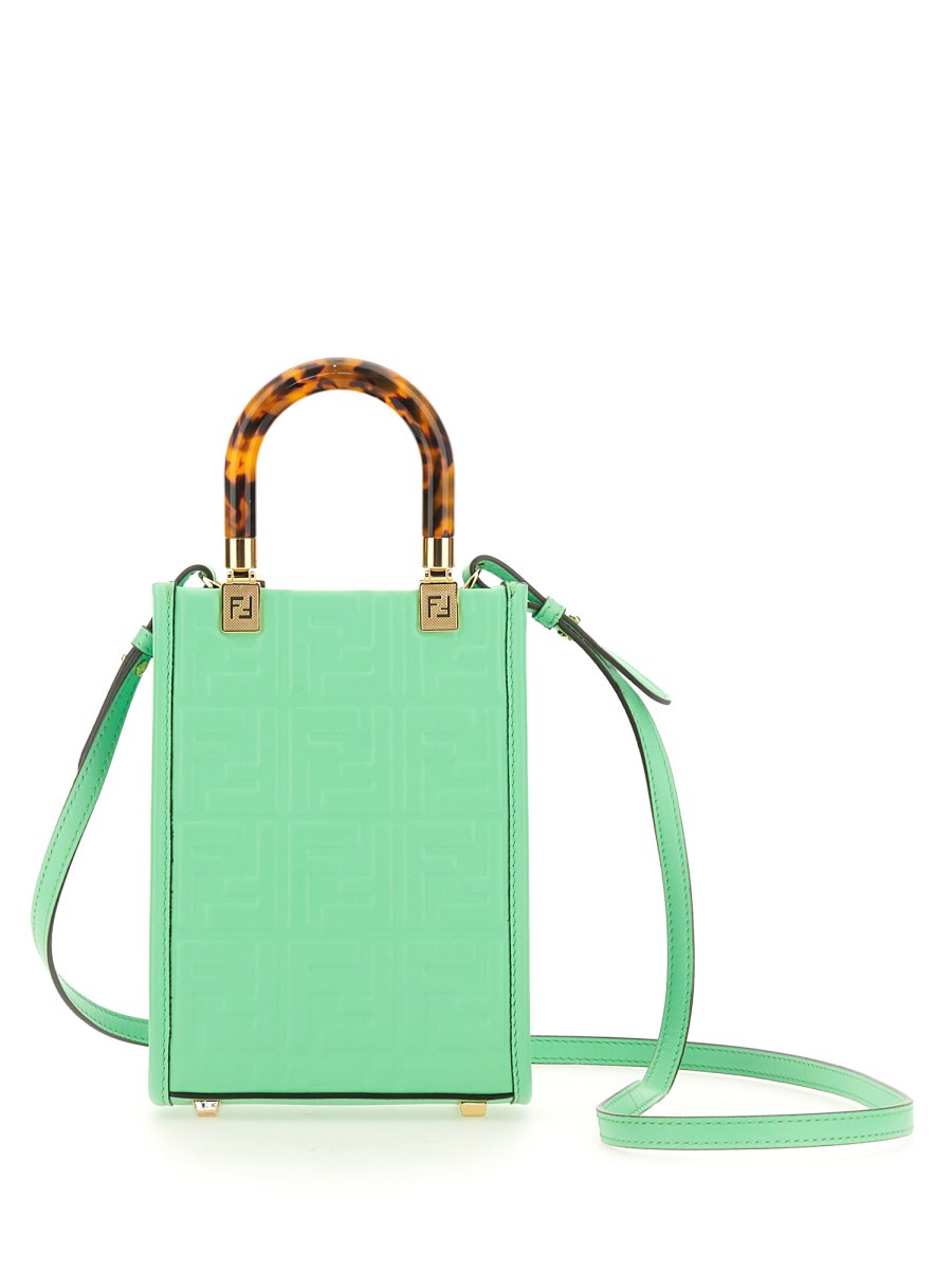 FENDI    MINI SUNSHINE LEATHER SHOPPER BAG