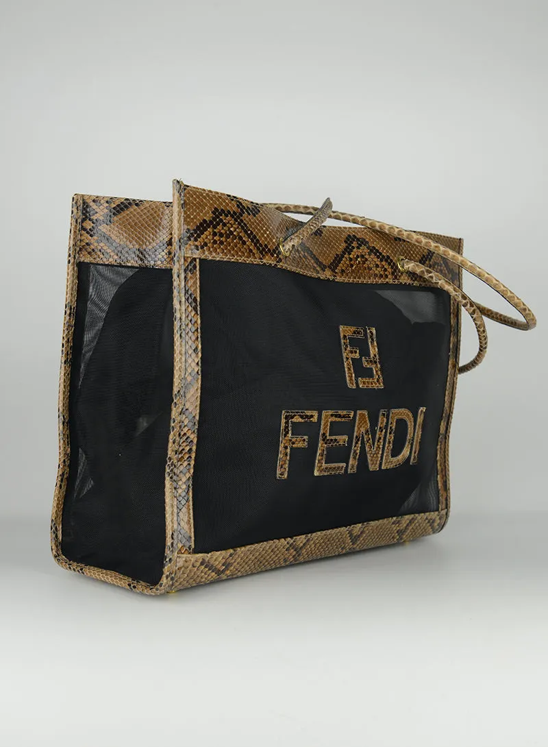 Fendi Shopper in rete e pitone