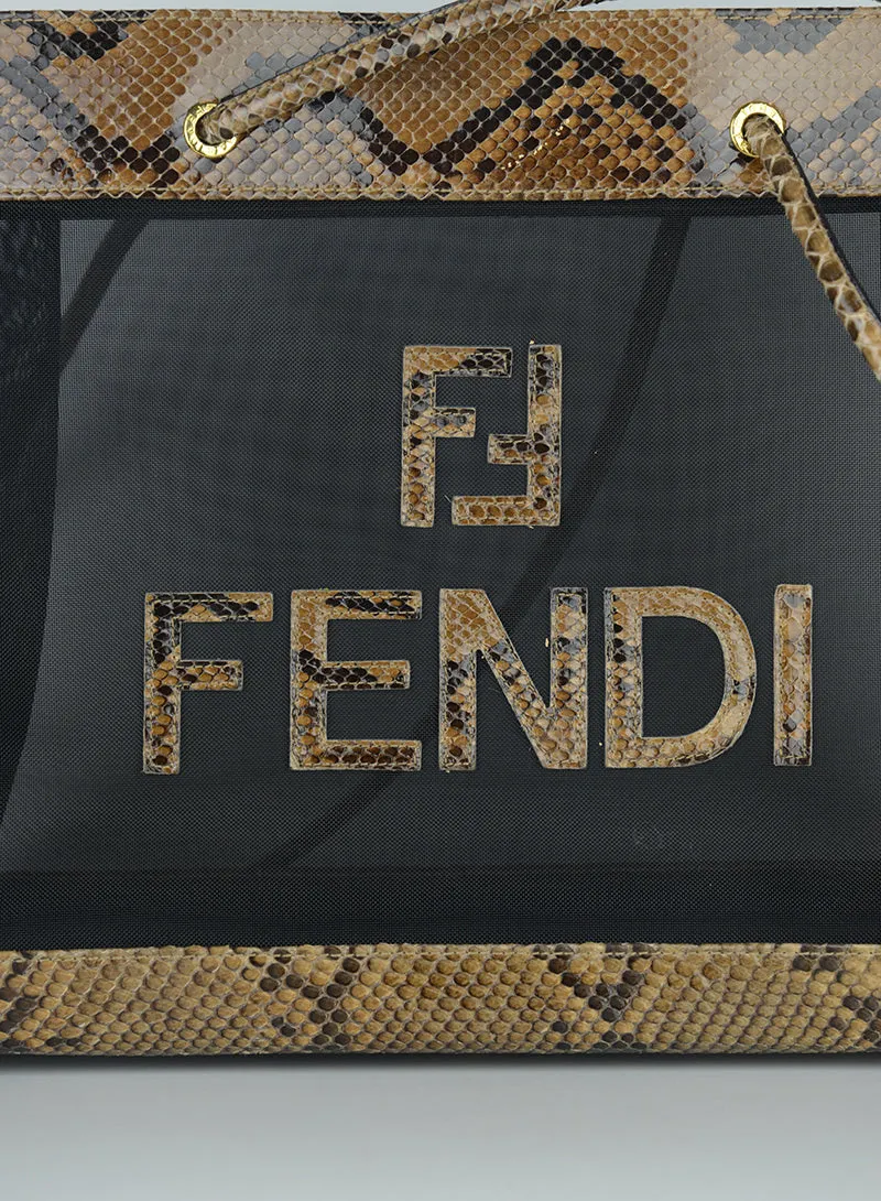 Fendi Shopper in rete e pitone