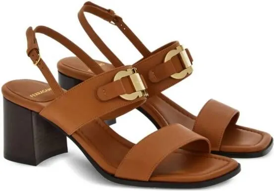 Ferragamo 55mm Gancini-buckle leather sandals Brown