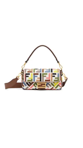 FF Embroidery Canvas Baguette Bag - Multi