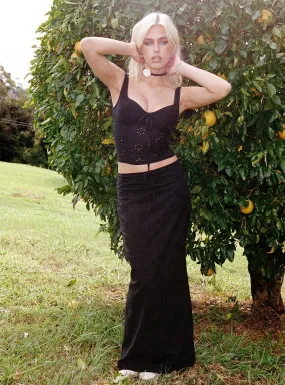 Flowerfields Maxi Skirt Black