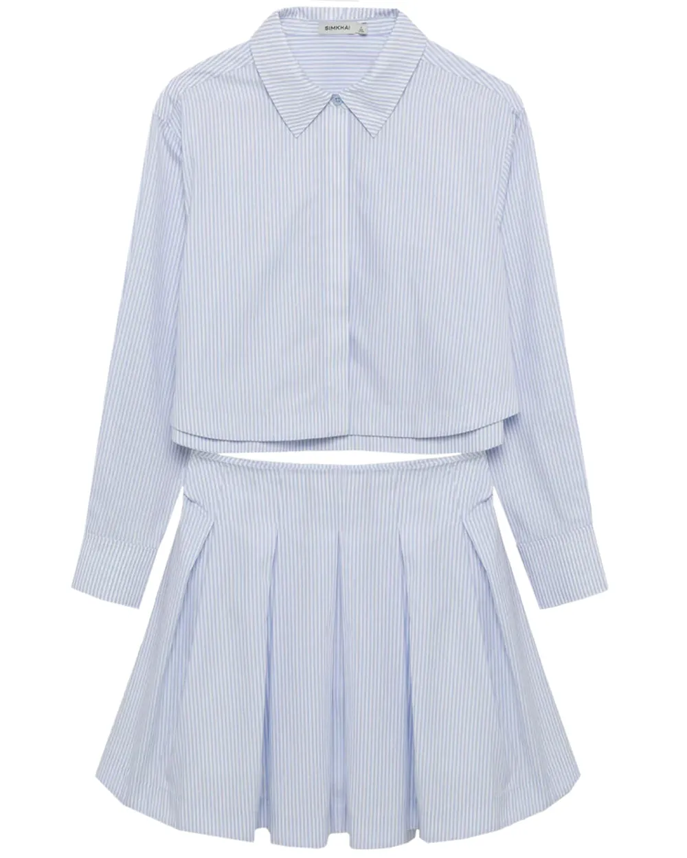 French Blue Stripe Pleated Callas Mini Dress