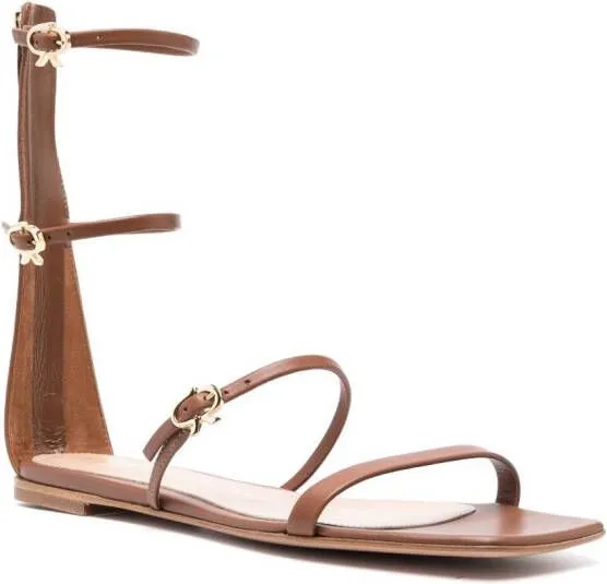 Gianvito Rossi Downtown flat leather sandals Brown