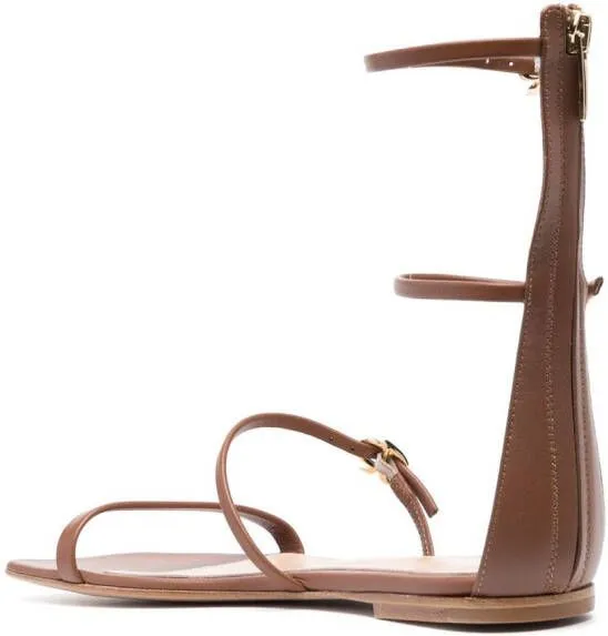 Gianvito Rossi Downtown flat leather sandals Brown