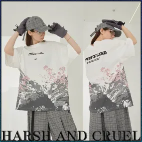 HARSH AND CRUEL  |Crew Neck Unisex Street Style Cotton Short Sleeves Oversized