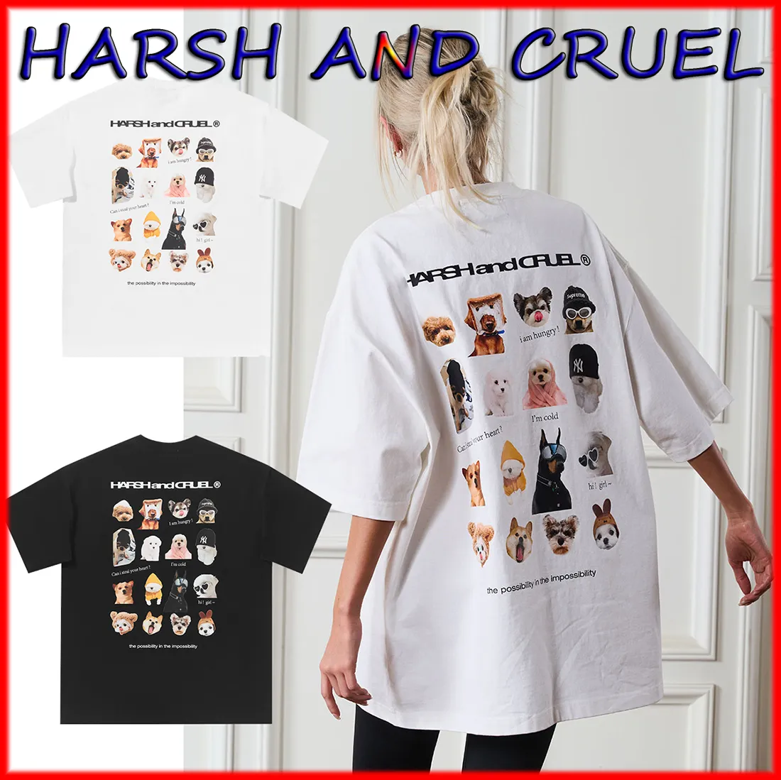 HARSH AND CRUEL  |Crew Neck Unisex Street Style Other Animal Patterns Cotton