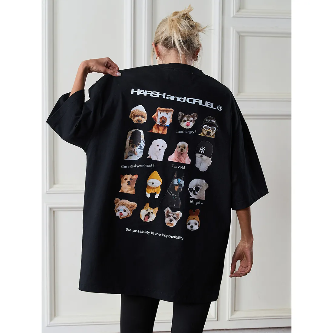 HARSH AND CRUEL  |Crew Neck Unisex Street Style Other Animal Patterns Cotton