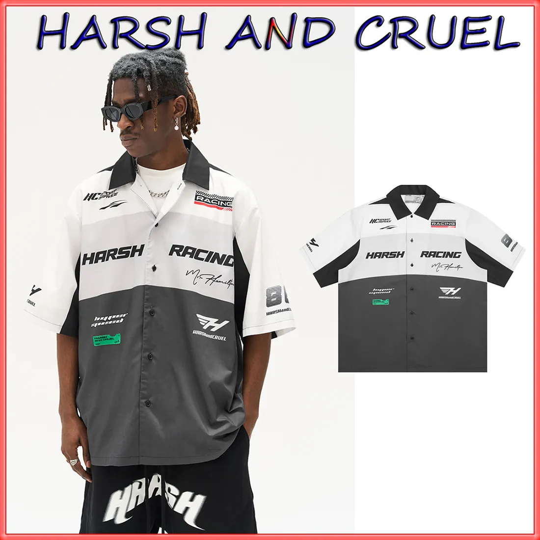 HARSH AND CRUEL  |Unisex Street Style Short Sleeves Oversized Logo Shirts