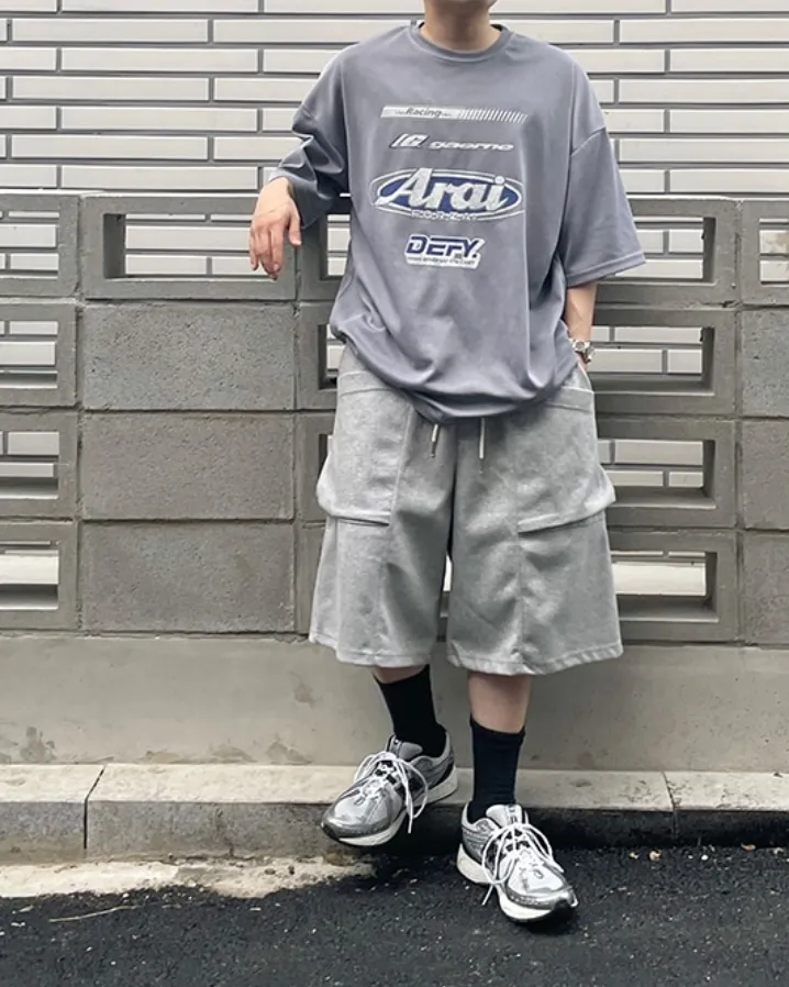 HUE  |Unisex Street Style Plain Short Sleeves Oversized Logo