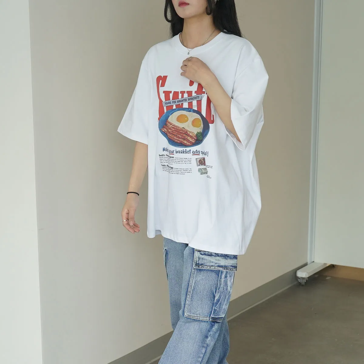 IONSEOUL  |Crew Neck Unisex Street Style Cotton Short Sleeves Oversized