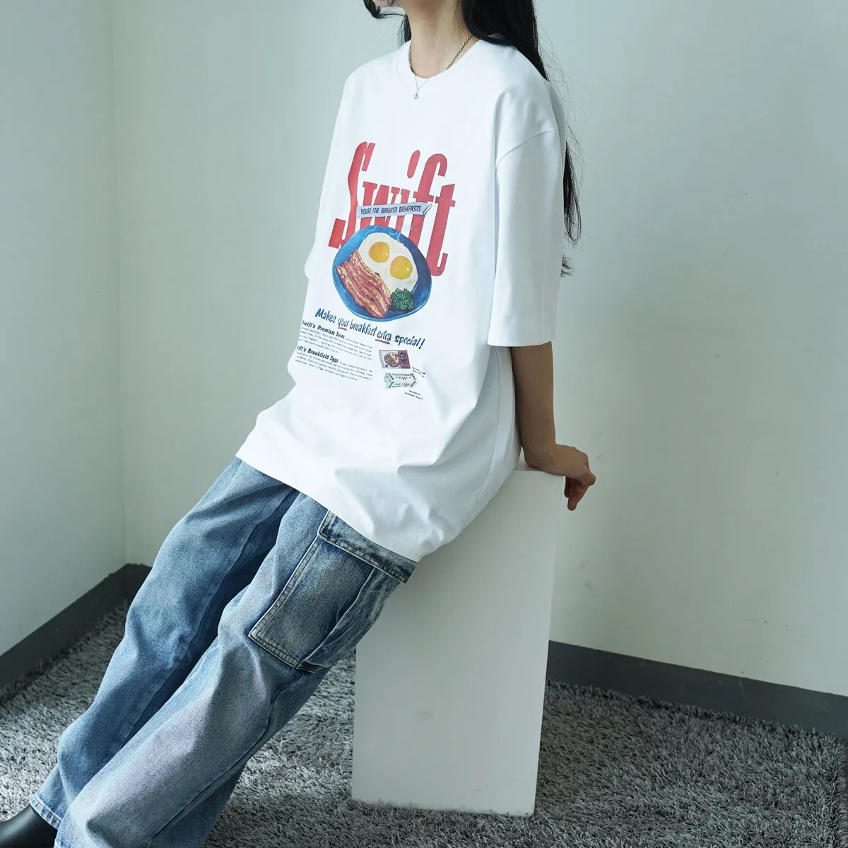 IONSEOUL  |Crew Neck Unisex Street Style Cotton Short Sleeves Oversized